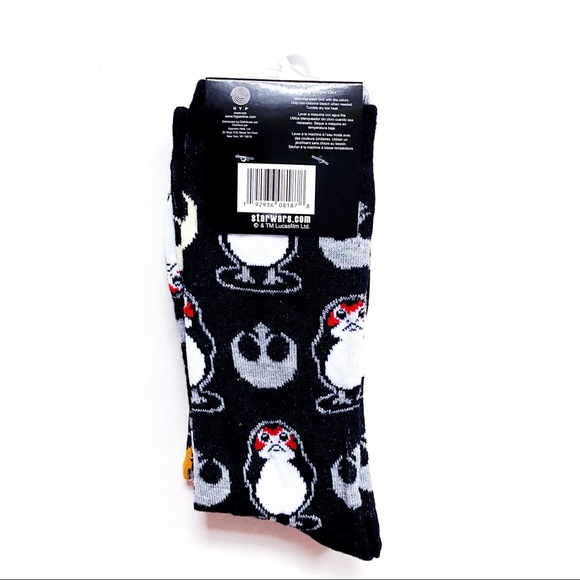 Disney Star Wars Porg Crew Socks 2 Pairs Movie Mens Womens Fun Novelty Gift - Picture 6 of 8